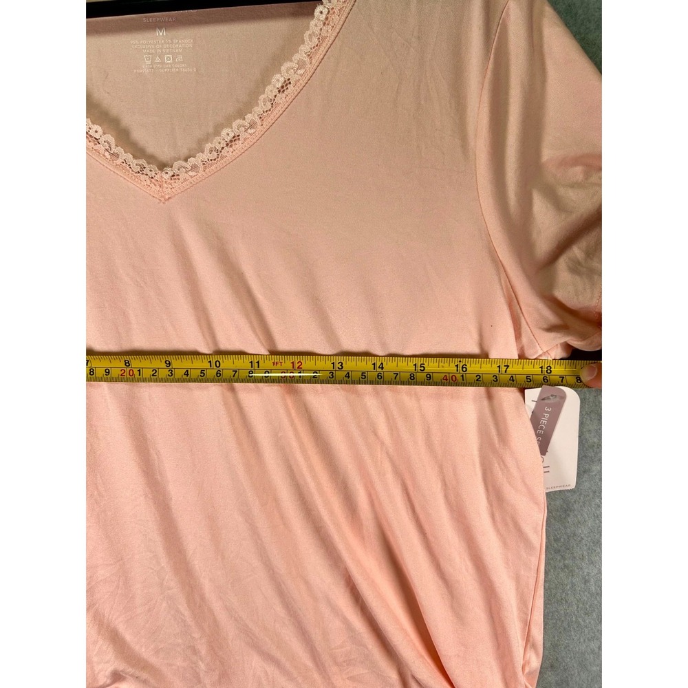 Ambrielle Pajama Set Womens Medium Pink Beige Butterfly Print Stretch Sleepwear - Picture 5 of 16
